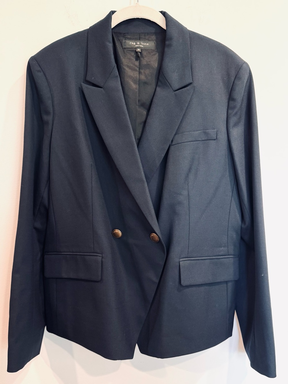 rag & bone Navy Double-Breasted Blazer Size 16